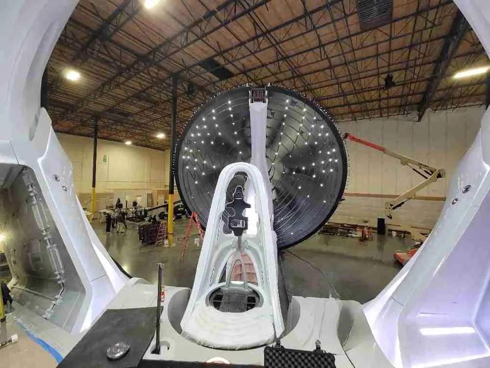 Full set assembly — Postcards from Earth dome screens under construction